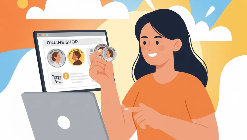 woman sells coins online