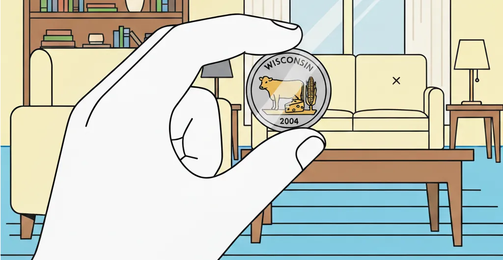 the Wisconsin Quarter in a hand